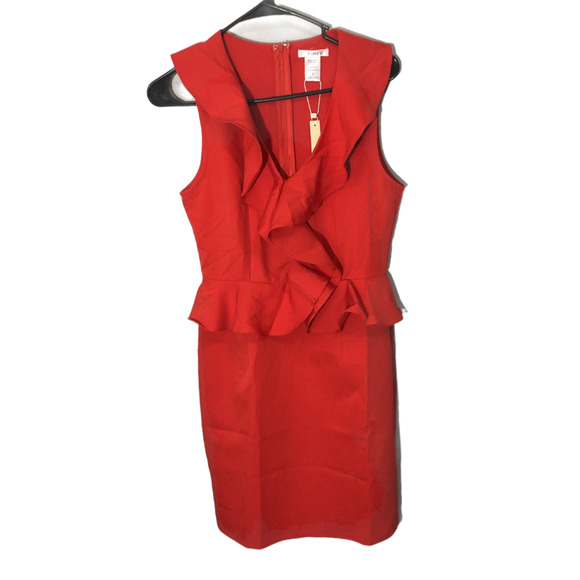 NWT Esley Women's Ruffle Peplum Sheath Mini Dress Size Small Red Sleeveless - Picture 1 of 8